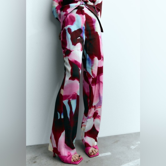 Zara Pants - Zara Satin Floral Printed Pants